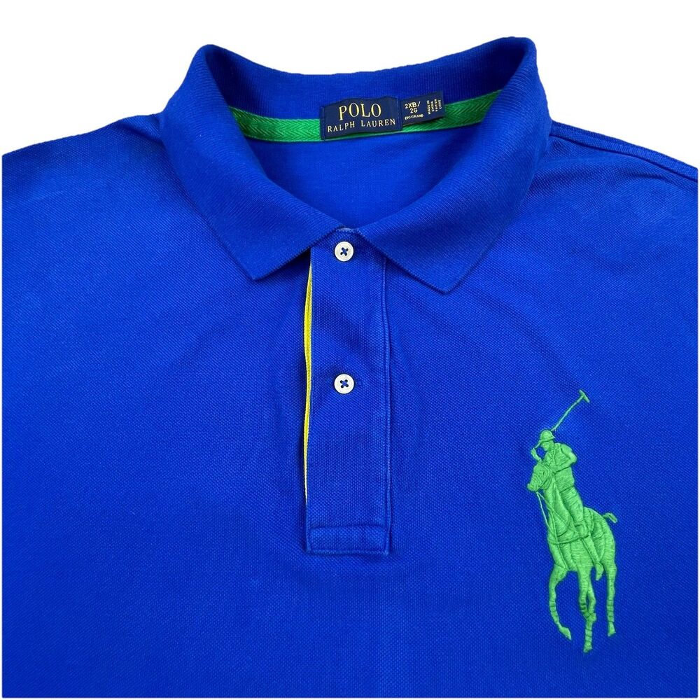 Polo Ralph Lauren Rugby Shirt Men 2XB Blue Big Pony Number 3 Golf Preppy